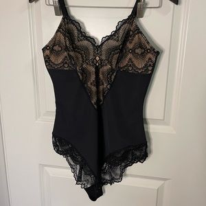 Pinsy Shapewear - Sculpting Lace Shapewear Bodysuit - Large Long Black NWOT